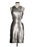 Halston Heritage Metallic Silver Cocktail Dress Size 6 - photo 1