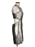 Halston Heritage Metallic Silver Cocktail Dress Size 6 - photo 4