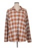 Natural Reflections Checkered-gingham Brown Long Sleeve Blouse Size 1X - photo 1