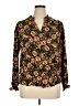 Gibson Latimer 100% Viscose Floral Brown Long Sleeve Blouse Size XL - photo 1