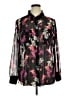 DKNY Floral Black Long Sleeve Blouse Size XL - photo 1