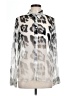 Equipment 100% Silk Animal Print Silver Long Sleeve Silk Top Size M - photo 1