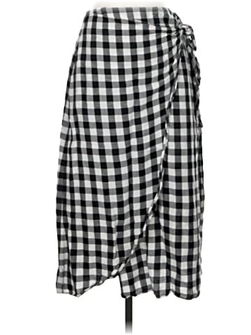 Madewell Sarong Faux-Wrap Midi Skirt in Gingham Check (view 1)