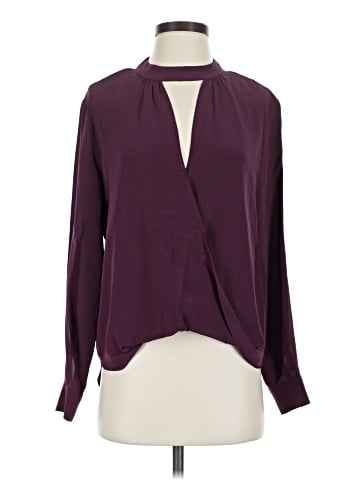 Lavender Brown Long Sleeve Silk Top (view 1)
