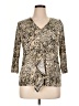 Clara Sun Woo Animal Print Tan 3/4 Sleeve Blouse Size XL - photo 1