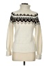 The Limited Chevron-herringbone Ivory Turtleneck Sweater Size M - photo 1