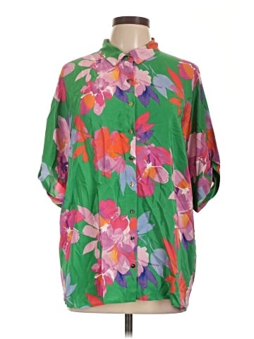 Johnny Was Short Sleeve Silk Top (view 1)