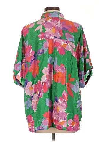 Johnny Was Short Sleeve Silk Top (view 2)