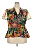 Alex Evenings 100% Polyester Floral Multi Color Green Short Sleeve Blouse Size 2X - photo 1