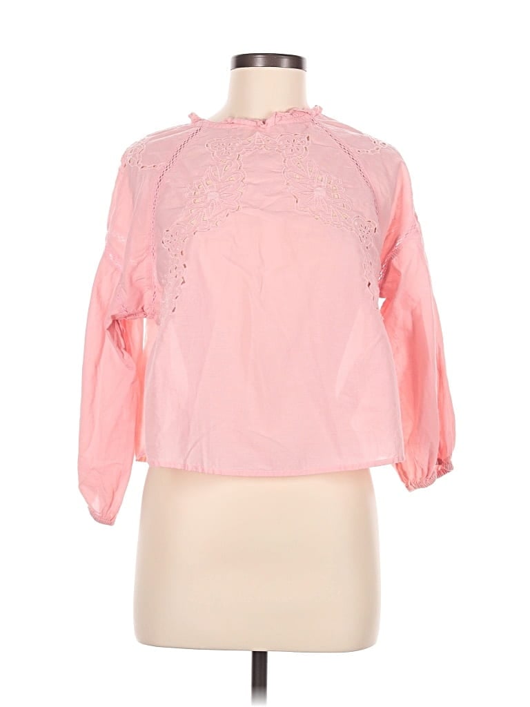 Pre-owned Zara 3/4 Sleeve Blouse In Pink
