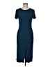 Bordeaux Solid Blue Casual Dress Size M - photo 1