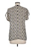 Brooklyn Industries 100% Polyester Chevron-herringbone Ivory Short Sleeve Blouse Size M - photo 2