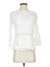 Point Sur 100% Viscose White 3/4 Sleeve Blouse Size 4 - photo 1
