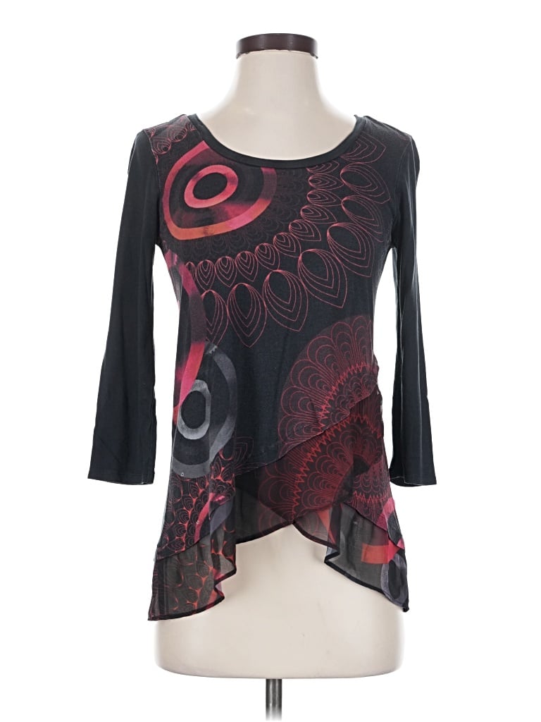 Pre-owned Desigual 3/4 Sleeve T-shirt In Black