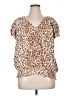 Express 100% Rayon Animal Print Brown Short Sleeve Blouse Size XL - photo 1