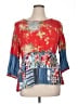 John Mark Floral Red 3/4 Sleeve Blouse Size XL - photo 1