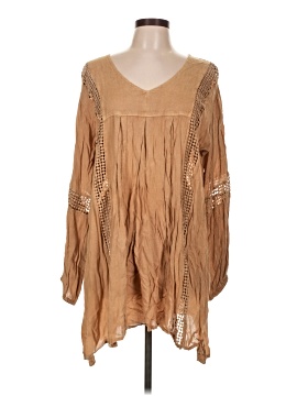sr fashion dress SR Fashion Dress Women's Free Size Rayon Brown Shift Cottage Embroidered