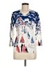 Talbots 100% Cotton Print Red Blue Pullover Sweater Size M - photo 1