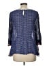 Floreat 100% Viscose Print Blue 3/4 Sleeve Blouse Size L - photo 2
