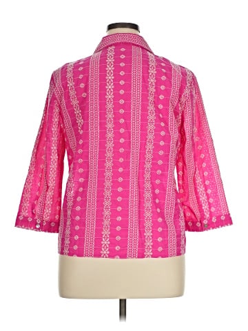 Ultra Pink 3/4 Sleeve Button-Down Shirt (view 2)