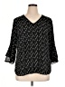 Van Heusen 100% Polyester Black 3/4 Sleeve Blouse Size XL - photo 1
