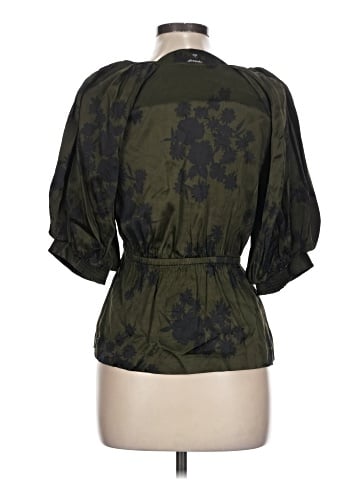 Madewell Shirred Puff-Sleeve Top in Floral Satin (view 2)