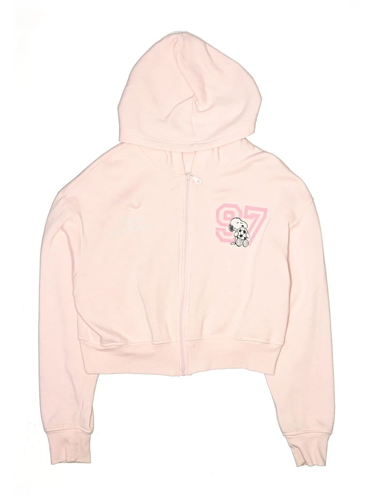 Pre-owned Peanuts Kids' Zip Up Hoodie In Pink