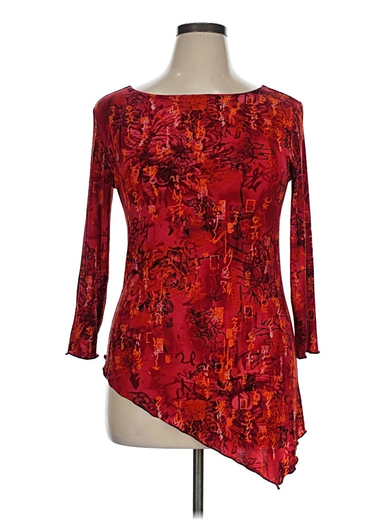 Pre-owned Unbranded 3/4 Sleeve Blouse In Red