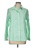 Lands' End 100% Cotton Stripes Green Long Sleeve Button-Down Shirt Size 12 - photo 1