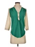 BCX 100% Polyester Color Block Green 3/4 Sleeve Blouse Size XS - photo 1