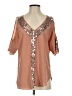 Moda International 100% Polyester Brown 3/4 Sleeve Blouse Size S - photo 1