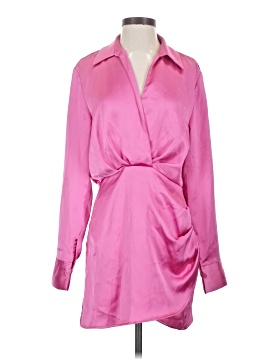 zara pink satin shirt dress Pink zara shirt dress