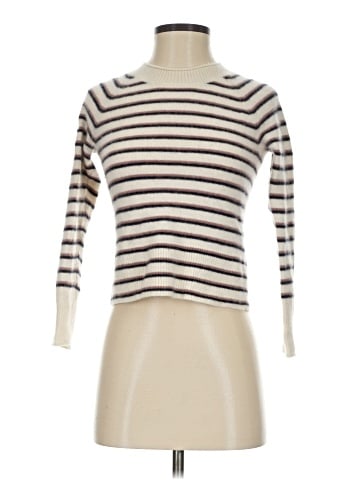 Madewell (Re)sponsible Cashmere Roll-Trim Pullover Sweater in Stripe (view 1)