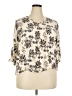Fun2Fun 100% Rayon Floral Ivory 3/4 Sleeve Blouse Size 2X - photo 1