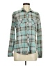 Vanity Plaid Teal Green Long Sleeve Blouse Size M - photo 1