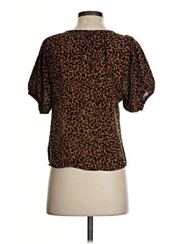 Madewell Balloon-Sleeve Button-Up Top in Painted Leopard (view 2)