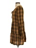 ABound 100% Rayon Plaid Brown Casual Dress Size S - photo 5