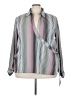 Ashley Stewart Stripes Gray Long Sleeve Blouse Size 24 - photo 1