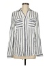 Olivia Grey 100% Rayon Stripes Silver Long Sleeve Blouse Size M - photo 1
