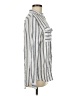 Olivia Grey 100% Rayon Stripes Silver Long Sleeve Blouse Size M - photo 4