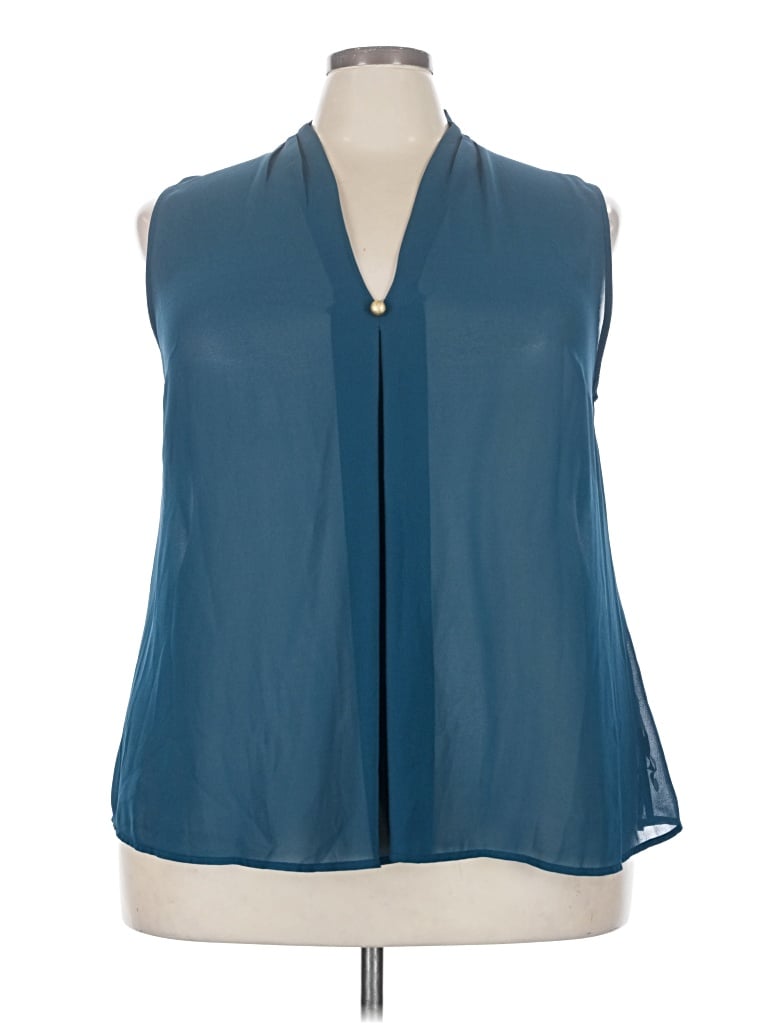 Pre-owned Just Fab Sleeveless Blouse In Teal
