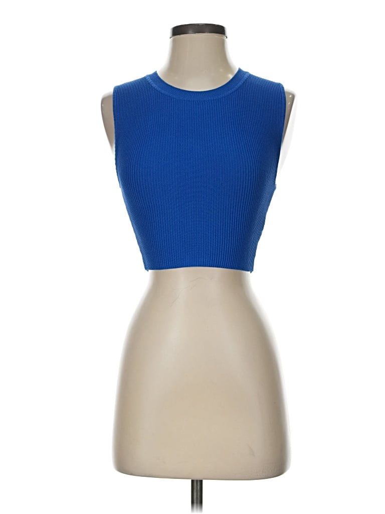 Pre-owned Babaton Tank Top Blue Strapless Neckline Tops