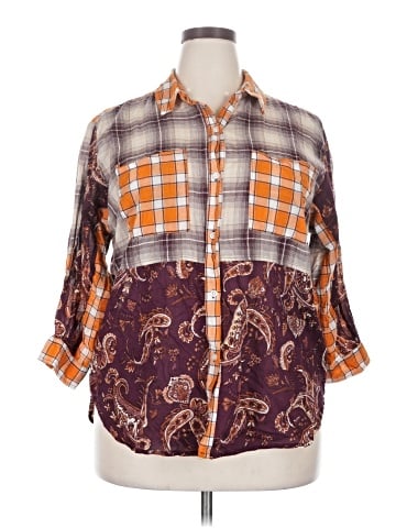 Cato 3/4 Sleeve Button-Down Shirt (view 1)