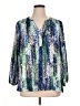 T Tahari 100% Polyester Blue 3/4 Sleeve Blouse Size 1X - photo 1