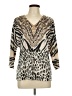 Chico's 100% Polyester Animal Print Tan 3/4 Sleeve Blouse Size Lg (2) - photo 1