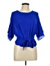Lively 100% Polyester Blue Short Sleeve Blouse Size L - photo 1