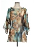 Chico's 100% Polyester Teal 3/4 Sleeve Blouse Size Lg (2) - photo 1