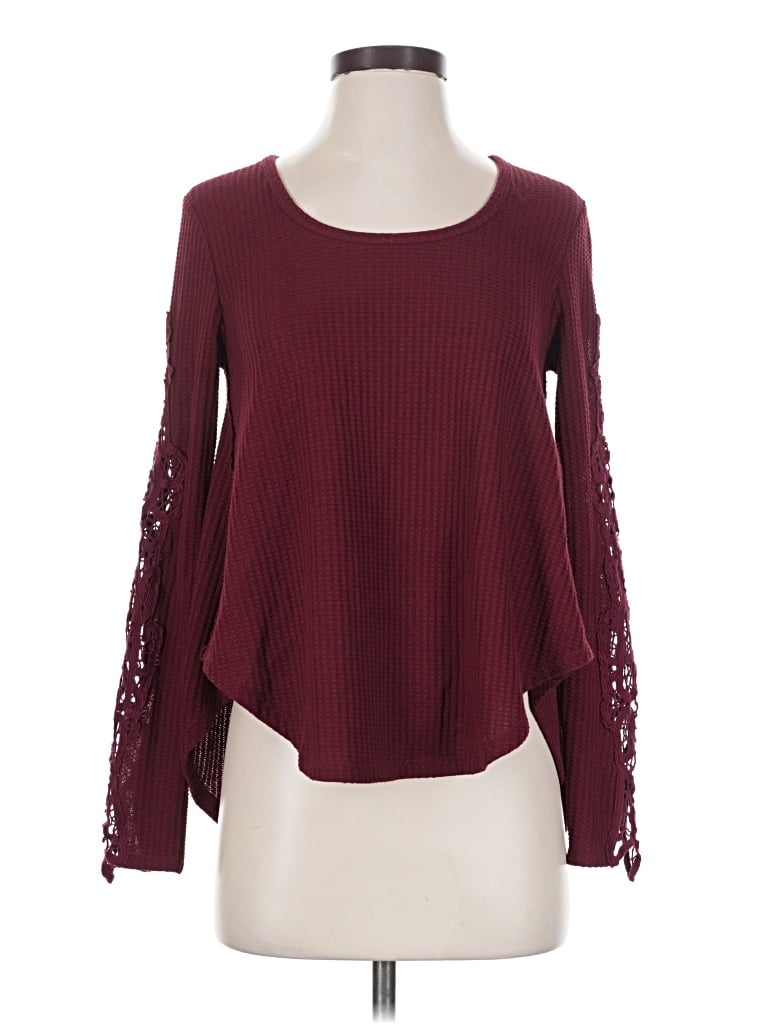 Altar'd State Long Sleeve Top Burgundy Boatneck Tops - Used - Size Small