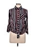 Love Notes 100% Rayon Stripes Pink Long Sleeve Blouse Size L - photo 1