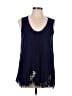 Poema 100% Rayon Blue Sleeveless Blouse Size L - photo 1